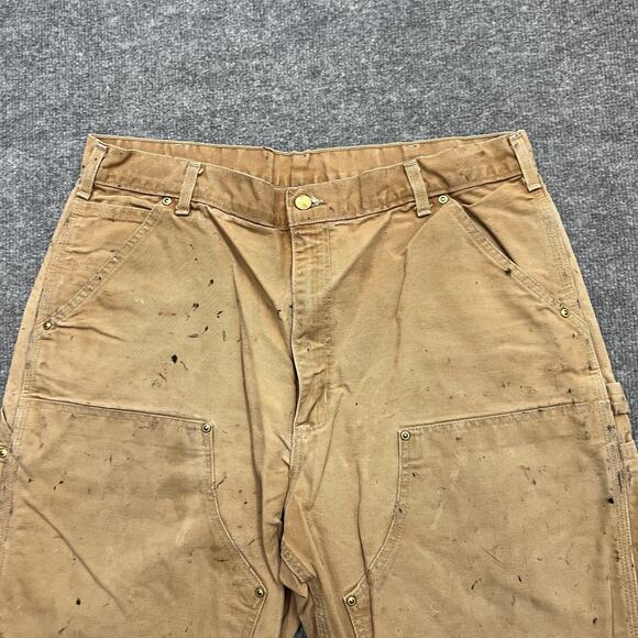 Vintage Carhartt Double Knee Work Pants Mens 36x36 Brown Distressed USA Made - Picture 2 of 14